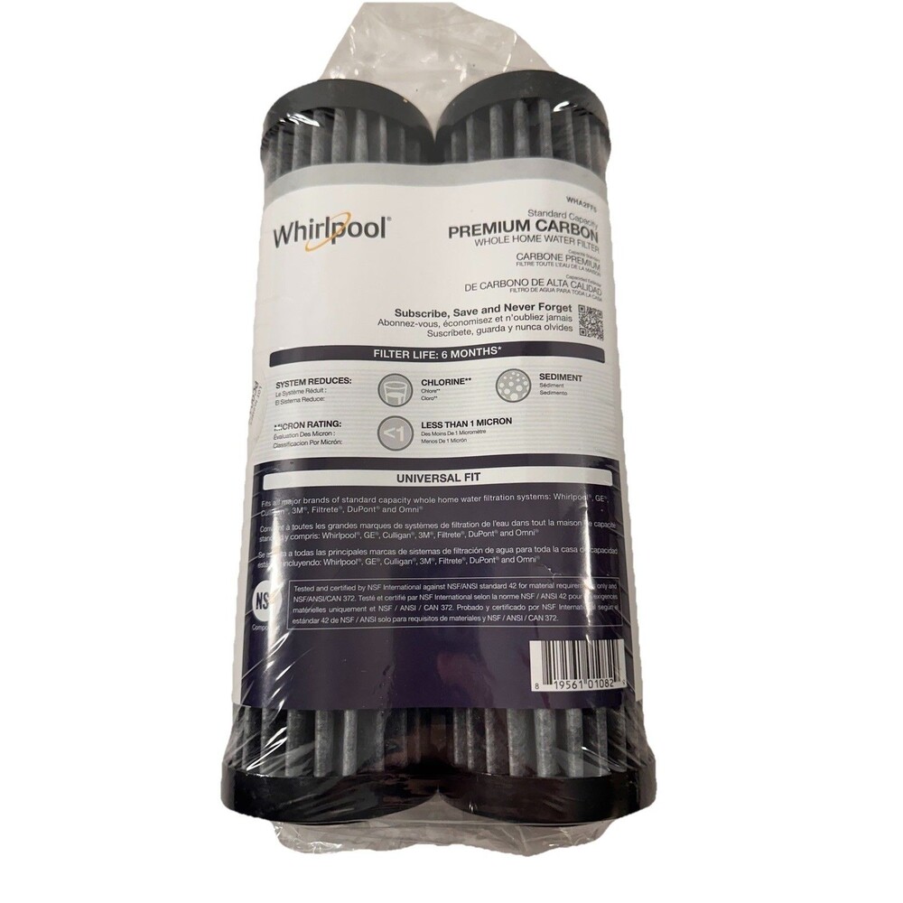 Whirlpool WHA2FF5 Water Filters Premium Carbon 6 Month Filter Life 2 Pack Black